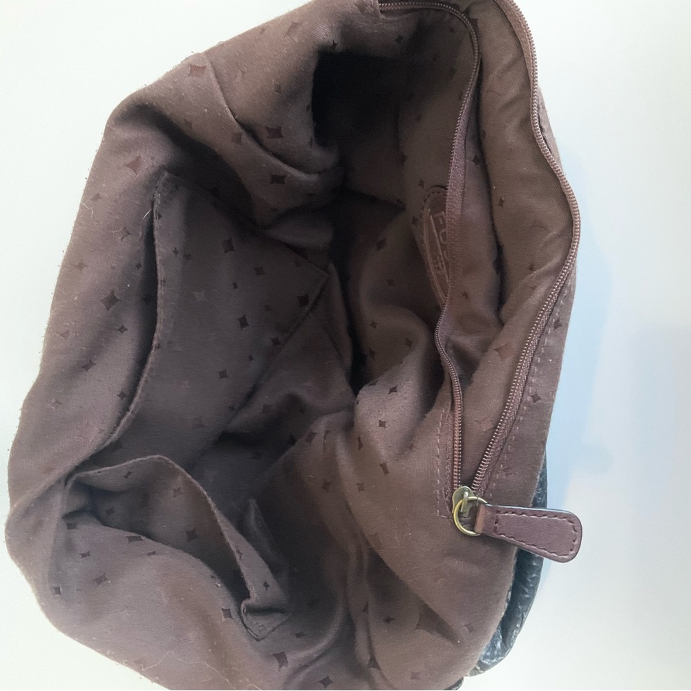 Fossil Black Leather Bag with Gold Logo - Picture 8 of 10